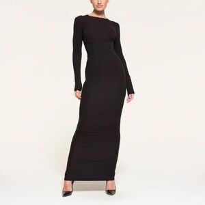 SKIMS FITS EVERYBODY Black Long Sleeve Dress